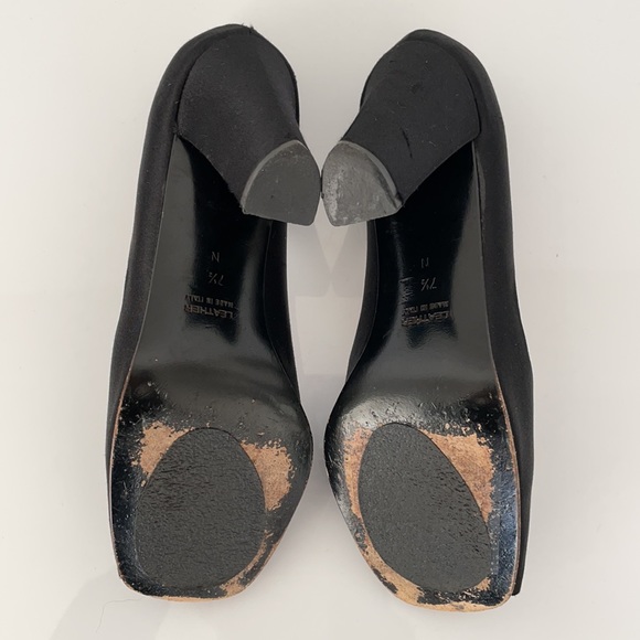 Vintage 90s YSL Silk Satin Square Peep Toe Pump - Picture 8 of 16